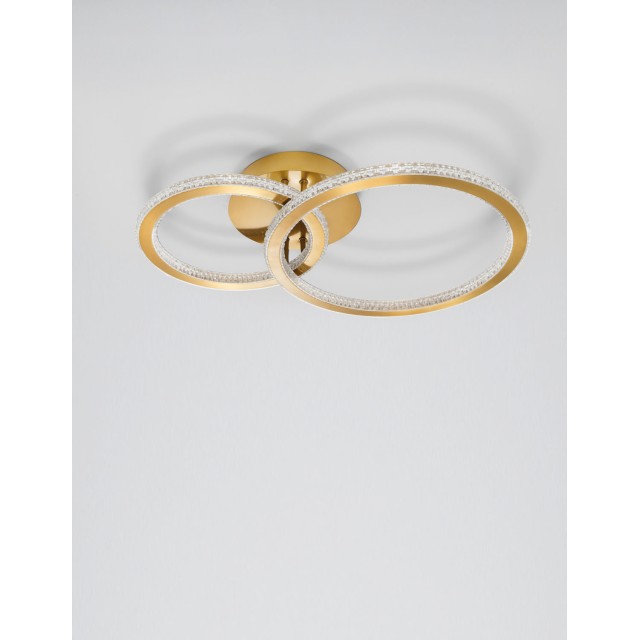 Brass Gold Aluminium & Acrylic LED 48 Watt 230 Volt 3036Lm 2928K IP20 D1: 30 D2: 40 W: 40 H: 13 cm 9011137