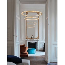 Brass Gold Aluminium & Acrylic LED 56 Watt 230 Volt 3555Lm 2926K IP20 D1: 40 D2: 60 H: 150 cm 9011139