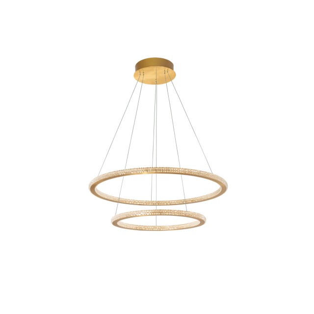 Brass Gold Aluminium & Acrylic LED 56 Watt 230 Volt 3555Lm 2926K IP20 D1: 40 D2: 60 H: 150 cm 9011139
