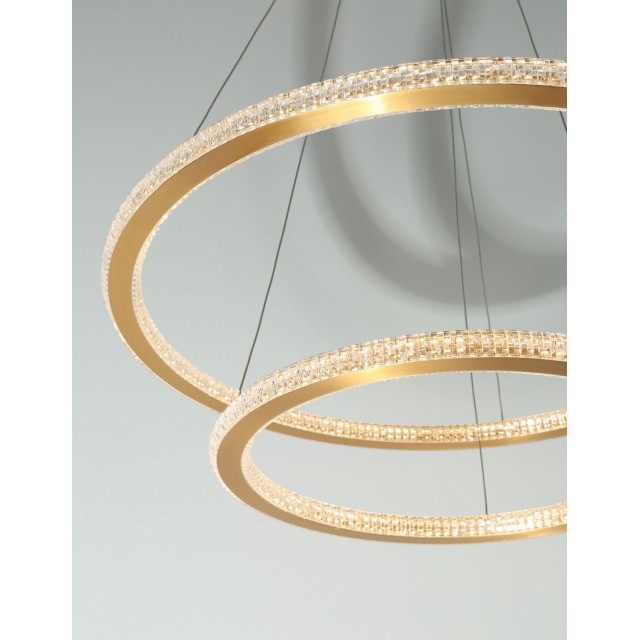 Brass Gold Aluminium & Acrylic LED 56 Watt 230 Volt 3555Lm 2926K IP20 D1: 40 D2: 60 H: 150 cm 9011139