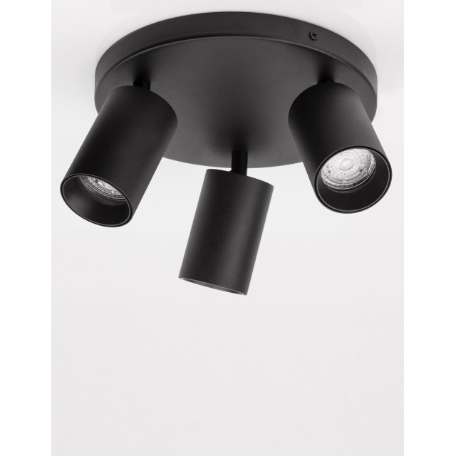 Sandy Black Aluminium LED GU10 3x10 Watt IP20 220-240 Volt Bulb Excluded D: 22 H 1: 9 H 2: 12.7 cm