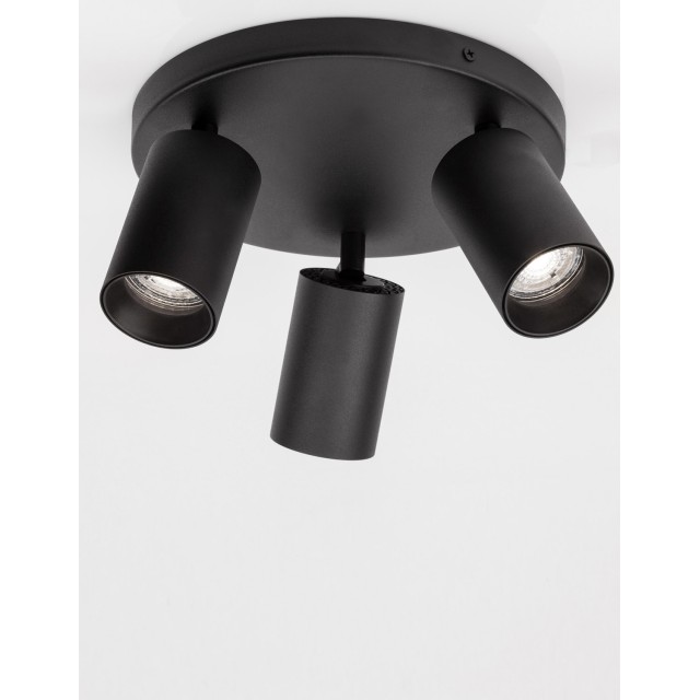 Sandy Black Aluminium LED GU10 3x10 Watt IP20 220-240 Volt Bulb Excluded D: 22 H 1: 9 H 2: 12.7 cm