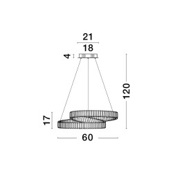 Chrome Metal & Crystal LED 50W 230 Volt 4070Lm 3500K IP20 Class I D: 60 H: 120 cm 9019720