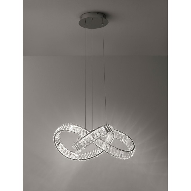 Chrome Metal & Crystal LED 50W 230 Volt 4075.27Lm 3500K IP20 Class I D: 60 H: 120 cm 9019723