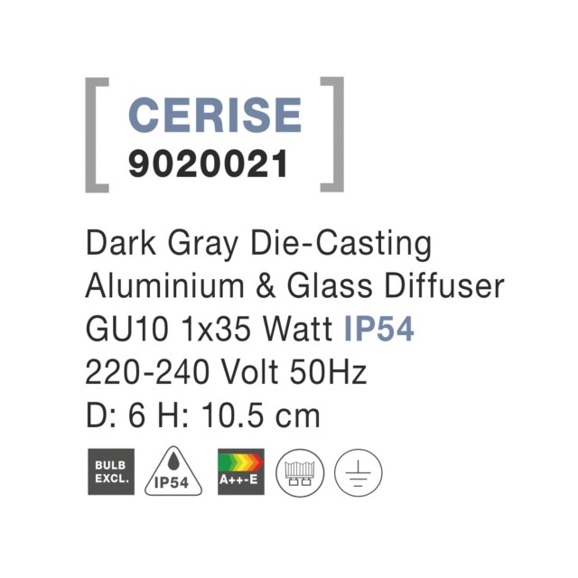 Σποτ Οροφής GU10 Γκρι Cerise 9020021 