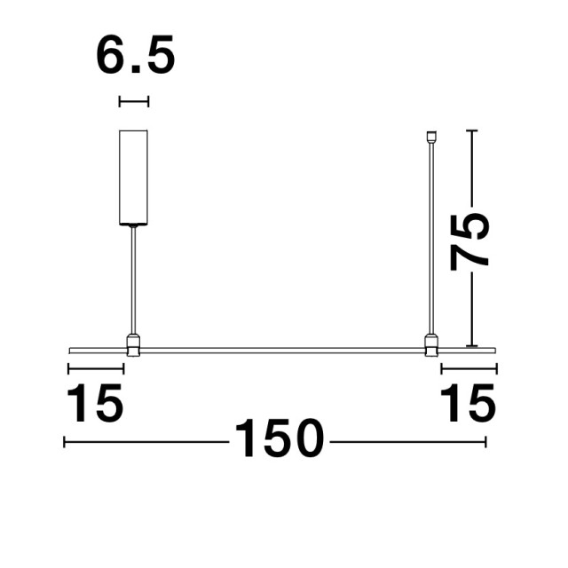 Magnetic Tubular Structure Satin Gold Aluminium IP20 Included Driver 60 Watt AC220-240V Output 24V DC L: 150 H: 75 cm