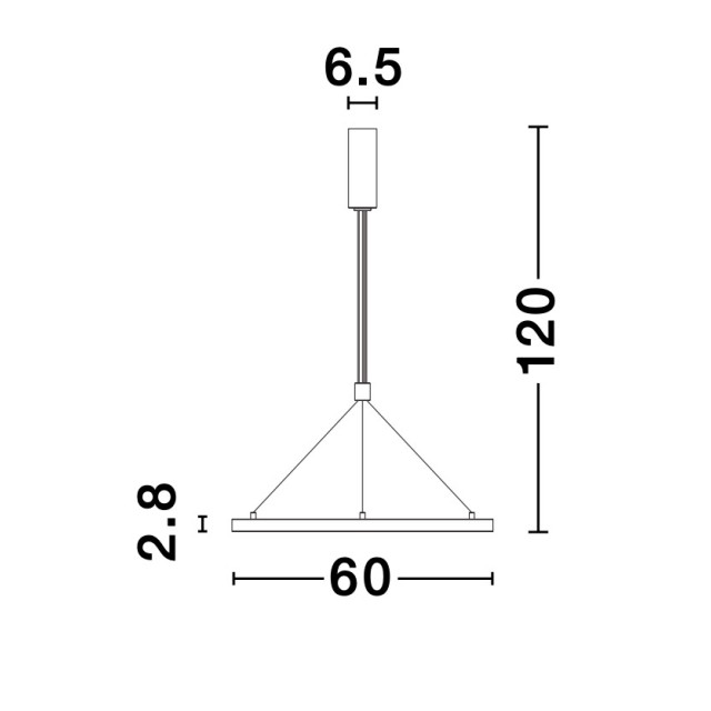 Magnetic Circular Structure Sandy Black Aluminium IP20 Included Driver 60 Watt AC220-240V Output 24V DC D: 60 H: 120 cm