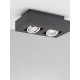 Sandy Black Aluminium LED GU10 2x10 Watt IP20 100-260 Volt Bulb Excluded L: 25 W: 14.5 H8.6 cm