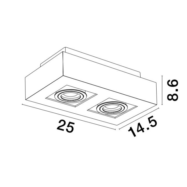 Sandy Black Aluminium LED GU10 2x10 Watt IP20 100-260 Volt Bulb Excluded L: 25 W: 14.5 H8.6 cm