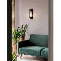 Black Metal & Opal Glass LED E27 1x12 Watt 230 Volt IP20 Bulb Excluded L: 13 W: 14.7 H: 63 cm