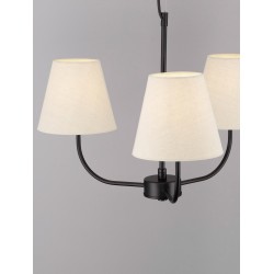 Black Metal & Cream Fabric Shade LED E27 3x12 Watt 230 VoltIP20 Bulb ExcludedD: 52 H1: 38 H2: 98 cm Adjustable Height