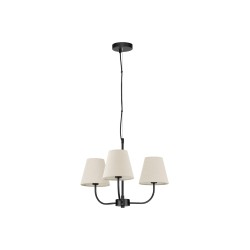 Black Metal & Cream Fabric Shade LED E27 3x12 Watt 230 VoltIP20 Bulb ExcludedD: 52 H1: 38 H2: 98 cm Adjustable Height