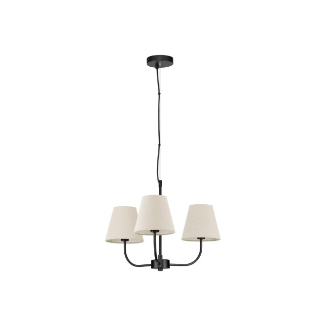 Black Metal & Cream Fabric Shade LED E27 3x12 Watt 230 VoltIP20 Bulb ExcludedD: 52 H1: 38 H2: 98 cm Adjustable Height