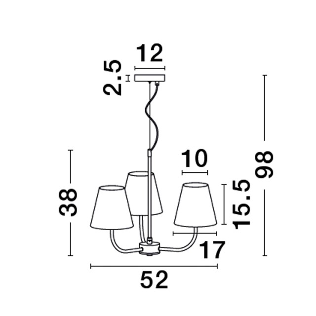 Black Metal & Cream Fabric Shade LED E27 3x12 Watt 230 VoltIP20 Bulb ExcludedD: 52 H1: 38 H2: 98 cm Adjustable Height