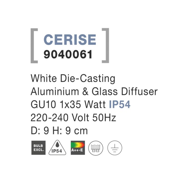 Σποτ Οροφής GU10 Λευκό Cerise 9040061 Nova Luce