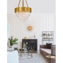 Gold Metal & Crystal LED LED E14 12x5 Watt 230 Volt IP20 Bulb Excluded D: 73 H1: 50 H2: 120 cm  9050110