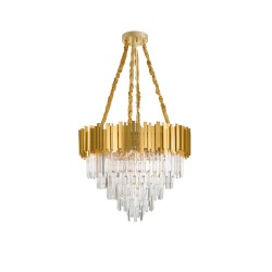 Gold Metal & Crystal LED LED E14 12x5 Watt 230 Volt IP20 Bulb Excluded D: 73 H1: 50 H2: 120 cm  9050110