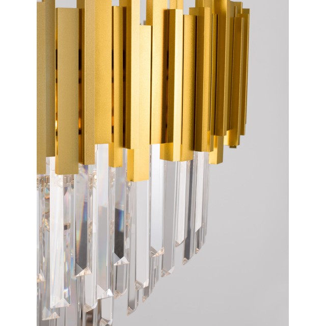 Gold Metal & Crystal LED LED E14 12x5 Watt 230 Volt IP20 Bulb Excluded D: 73 H1: 50 H2: 120 cm  9050110