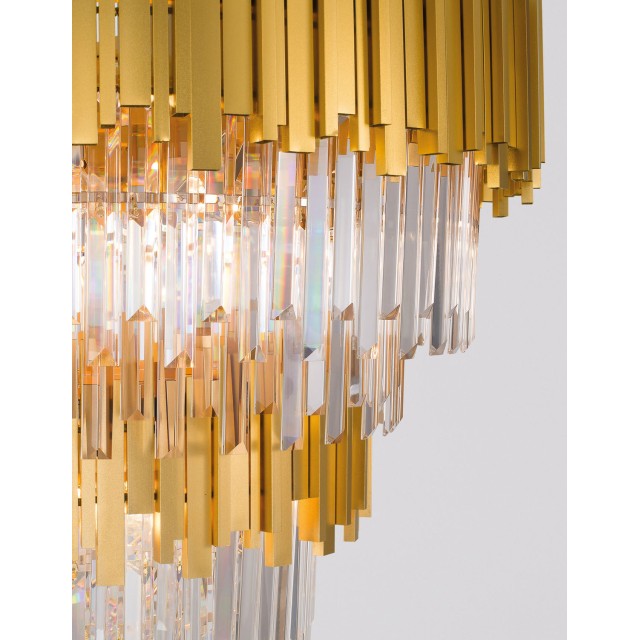 Gold Metal & Crystal LED LED E14 20x5 Watt 230 Volt IP20 Bulb Excluded D: 85 H1: 60 H2: 120 cm 9050120