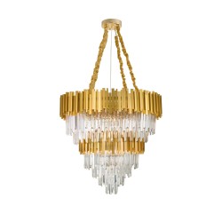Gold Metal & Crystal LED LED E14 20x5 Watt 230 Volt IP20 Bulb Excluded D: 85 H1: 60 H2: 120 cm 9050120