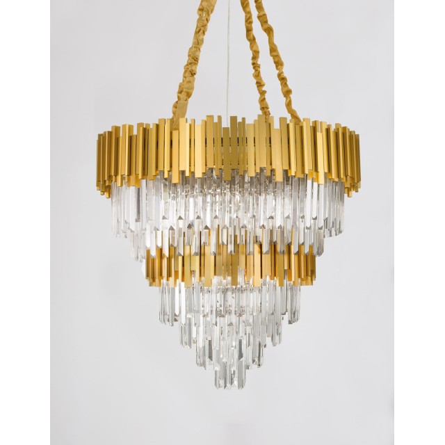 Gold Metal & Crystal LED LED E14 20x5 Watt 230 Volt IP20 Bulb Excluded D: 85 H1: 60 H2: 120 cm 9050120