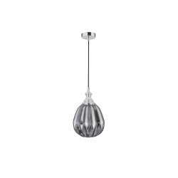 Chrome Metal Smoky Gray Glass LED LED E27 1x12 Watt 230 Volt IP20 Bulb Excluded D: 18 H: 120 cm 9066101