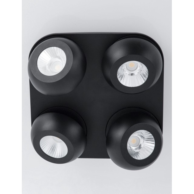 Sandy Black Aluminium LED 4x5 Watt 230 Volt 1600Lm 3000 IP20 L: 25 W: 25 H: 9 cm 9105103