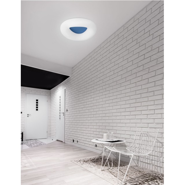 Blue Aluminium & Acrylic LED 38 Watt 230 Volt 2280Lm 3000 IP20 D: 45 H: 9.5 cm 9106243