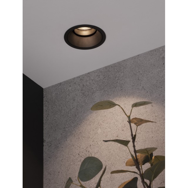 Black Aluminium LED GU10 1x10 Watt IP20 230 Volt Bulb Excluded D: 9 H: 4.9 cm Cut Out: 7.5 cm