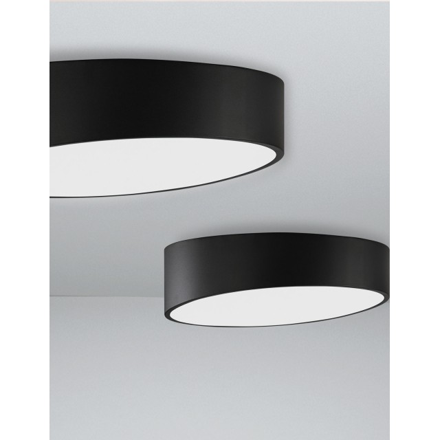 Sandy Black Aluminium Matt White Acrylic Diffuser LED 60 Watt 230 Volt 4280Lm 3000 IP20 D: 50 H: 12 cm 9111361