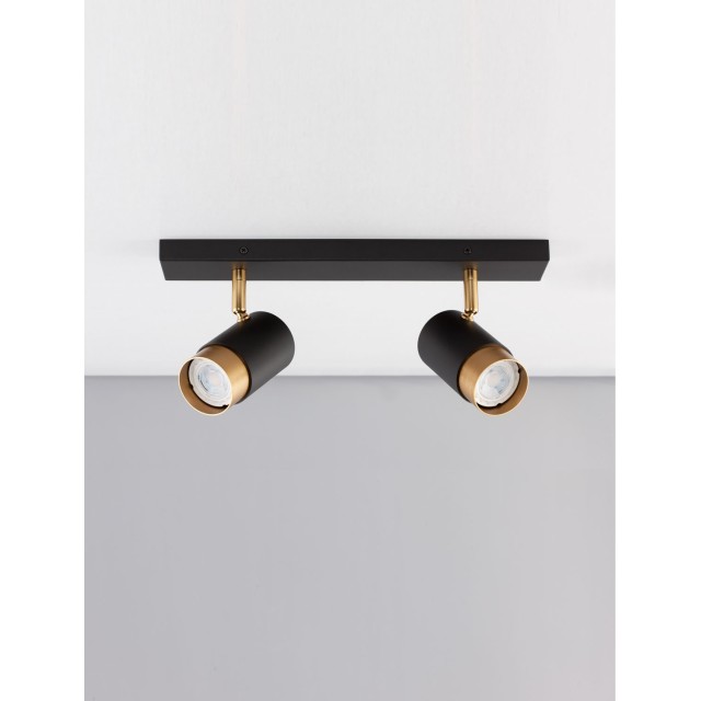 Sandy black & Gold Aluminium LED GU10 2x10 Watt IP20 220-240 Volt Bulb Excluded L: 35 W: 6 H: 14 cm 9111434