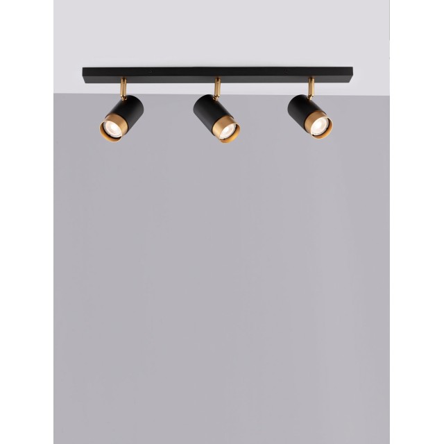 Sandy black & Gold Aluminium LED GU10 3x10 Watt IP20 220-240 Volt Bulb Excluded L: 60 W: 6 H: 14 cm 9111435