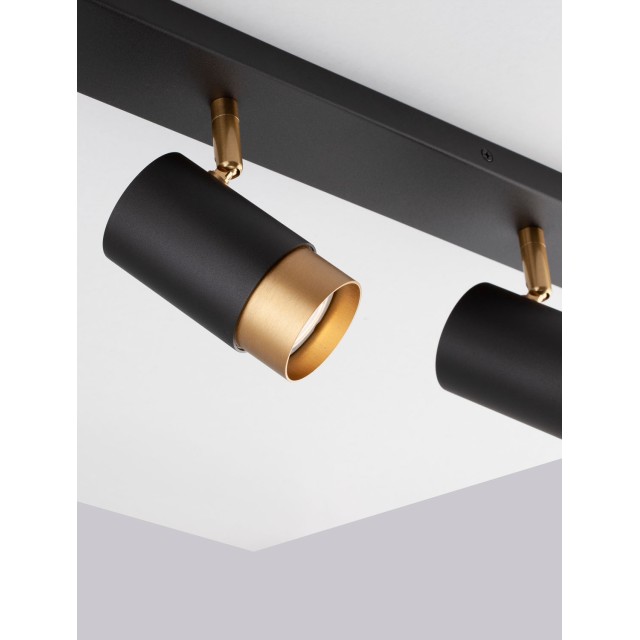 Sandy black & Gold Aluminium LED GU10 3x10 Watt IP20 220-240 Volt Bulb Excluded L: 60 W: 6 H: 14 cm 9111435