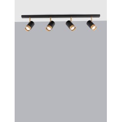 Sandy black & Gold Aluminium LED GU10 4x10 Watt IP20 220-240 Volt Bulb Excluded L: 80 W: 6 H: 14 cm 9111436