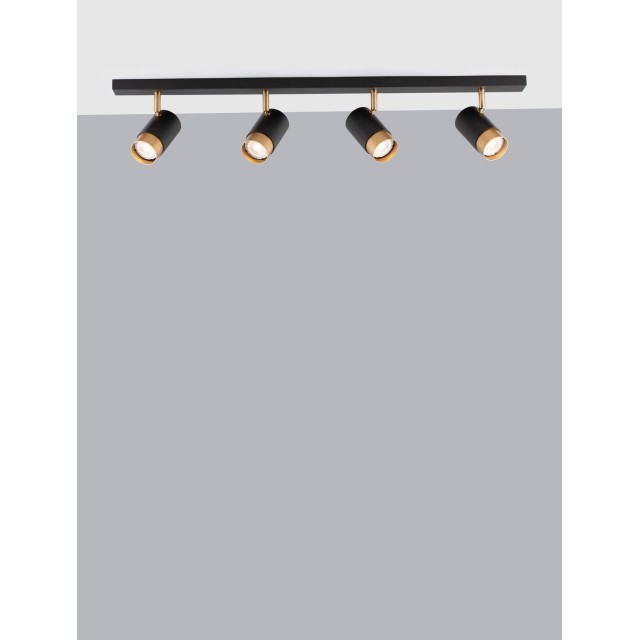Sandy black & Gold Aluminium LED GU10 4x10 Watt IP20 220-240 Volt Bulb Excluded L: 80 W: 6 H: 14 cm 9111436