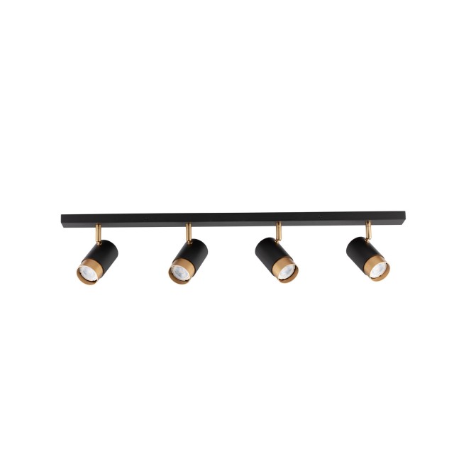 Sandy black & Gold Aluminium LED GU10 4x10 Watt IP20 220-240 Volt Bulb Excluded L: 80 W: 6 H: 14 cm 9111436
