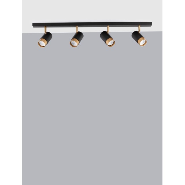 Sandy black & Gold Aluminium LED GU10 4x10 Watt IP20 220-240 Volt Bulb Excluded L: 80 W: 6 H: 14 cm 9111436