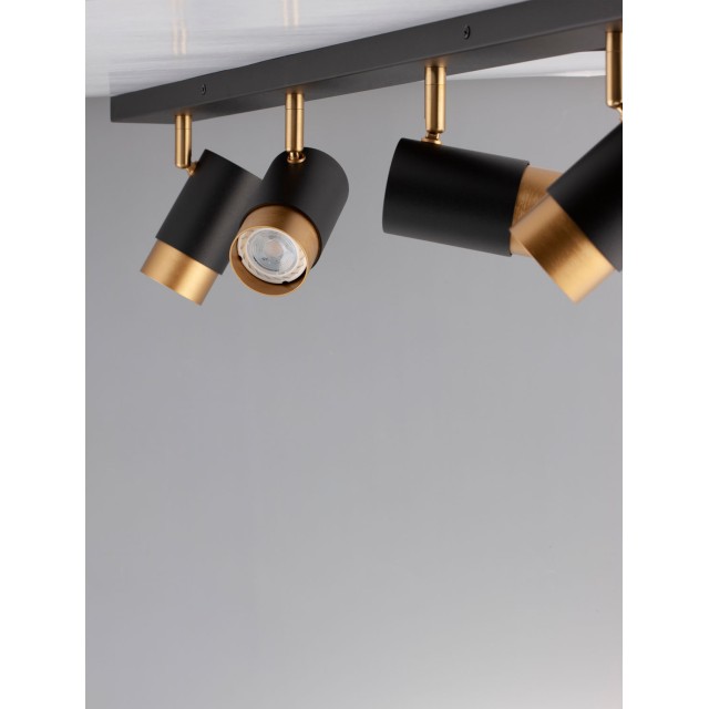Sandy black & Gold Aluminium LED GU10 4x10 Watt IP20 220-240 Volt Bulb Excluded L: 80 W: 6 H: 14 cm 9111436