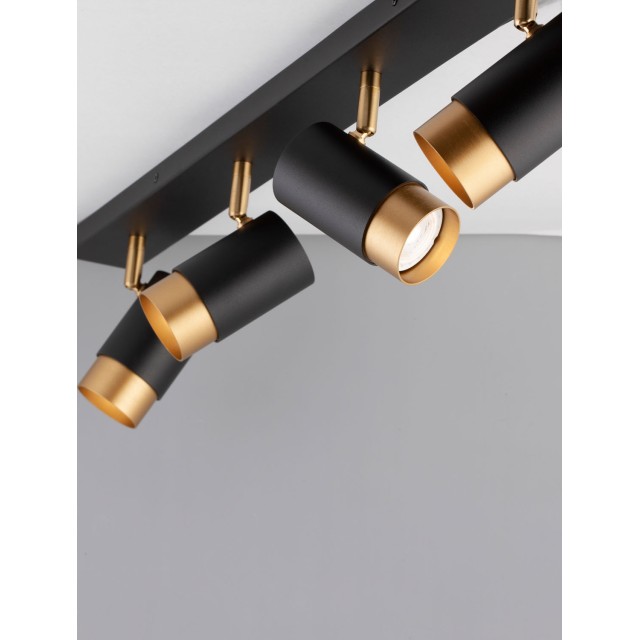 Sandy black & Gold Aluminium LED GU10 4x10 Watt IP20 220-240 Volt Bulb Excluded L: 80 W: 6 H: 14 cm 9111436