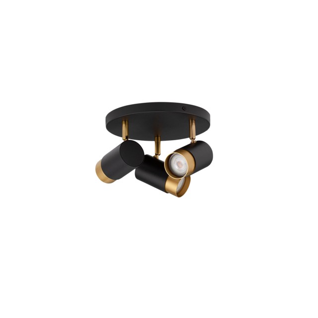Sandy black & Gold Aluminium LED GU10 3x10 Watt IP20 220-240 Volt Bulb Excluded D: 22 H: 14 cm 9111438