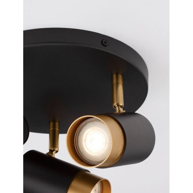 Sandy black & Gold Aluminium LED GU10 3x10 Watt IP20 220-240 Volt Bulb Excluded D: 22 H: 14 cm 9111438
