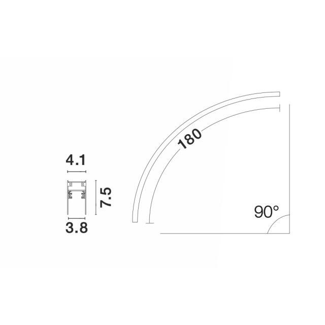 Κυρτή Ράγα Μαγνητική CURVE 90 μοιρών μαύρη 9112690