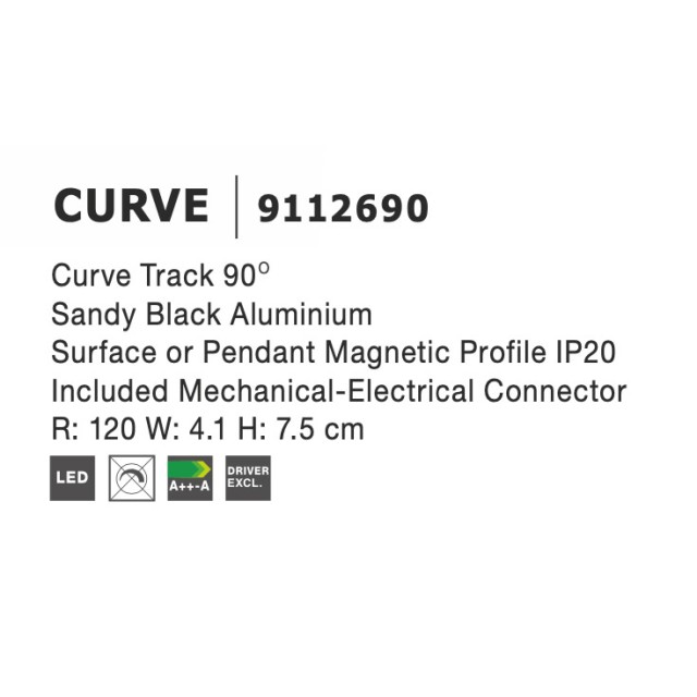 Κυρτή Ράγα Μαγνητική CURVE 90 μοιρών μαύρη 9112690