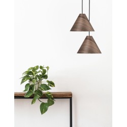 Dark Walnut Wood colour Dark Brown Fabric Cable Solid Wood Canopy LED LED E27 1x12 Watt 230 Volt IP20 Bulb Excluded D: 25 H1: 17 H2: 130 cm 9125062