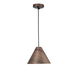 Dark Walnut Wood colour Dark Brown Fabric Cable Solid Wood Canopy LED LED E27 1x12 Watt 230 Volt IP20 Bulb Excluded D: 25 H1: 17 H2: 130 cm 9125062
