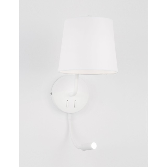 White Aluminium White Fabric Shade Switch On/Off LED LED E27 1x12 Watt LED 1x3 Watt 190Lm 220 Volt Bulb Excluded IP20 D: 20 W:29 H: 59 cm 9129329