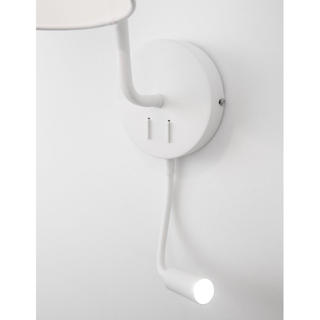 White Aluminium White Fabric Shade Switch On/Off LED LED E27 1x12 Watt LED 1x3 Watt 190Lm 220 Volt Bulb Excluded IP20 D: 20 W:29 H: 59 cm 9129329