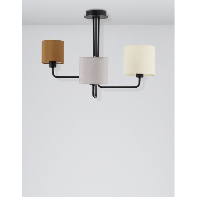 Sandy Black Metal White Fabric Shade LED LED E14 3x5 Watt 230 Volt IP20 Bulb Excluded D: 56.2 H: 43 cm 9151403