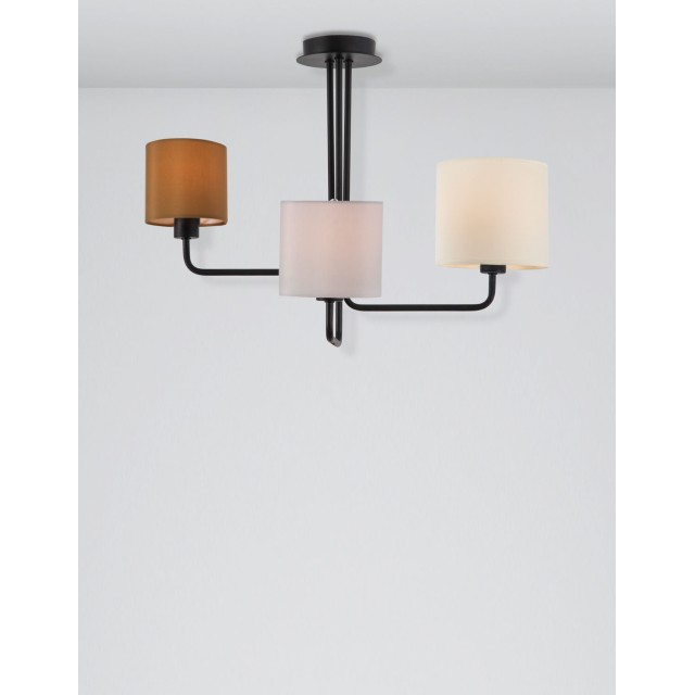 Sandy Black Metal White Fabric Shade LED LED E14 3x5 Watt 230 Volt IP20 Bulb Excluded D: 56.2 H: 43 cm 9151403