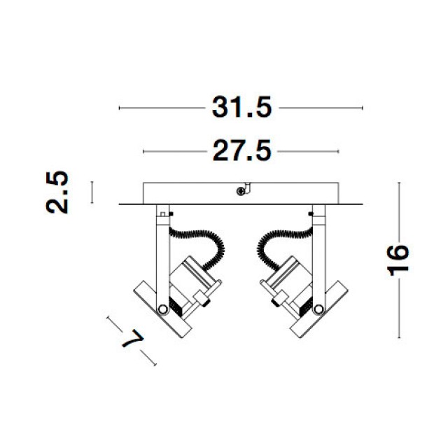 Sandy Black Metal LED GU10 2x10 Watt 230 Volt IP20 Bulb Excluded L: 31.5 W: 7 H: 16 cm 9155102